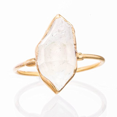 Raw Herkimer Diamond Ring Yellow Gold Size 5 Statement Boho Style Jewelry Raw Herkimer Diamond Ring Yellow Gold Size 5 Statement Boho Style Jewelry