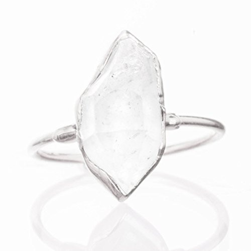 Raw Herkimer Diamond Ring Sterling Silver Size 5 Statement Boho Style Jewelry Raw Herkimer Diamond Ring Sterling Silver Size 5 Statement Boho Style Jewelry