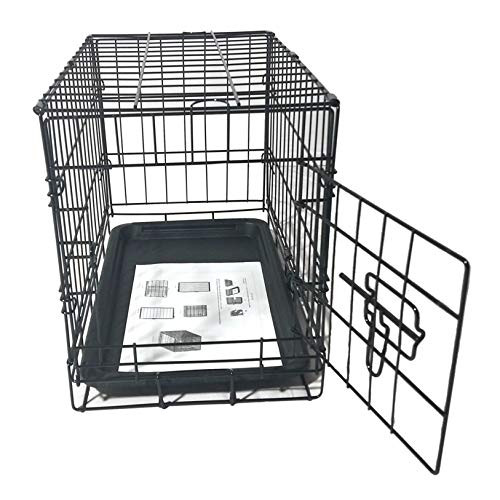 MITPATY 20 inch Pet Kennel Cat Rabbit Folding Steel Crate Animal Playpen Wire Metal Cage Black - Dog Crate Cage - Durable Dog Kennel Pet Playpen for Indoor Outdoor