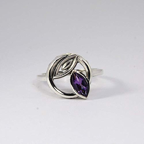marquise amethyst ring handmade 925 sterling ring with genuine 4 * 8 mm amethyst stone beautiful ring with purple stone