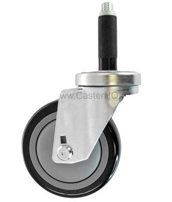 CasterHQ - 5 inch X 1-1 4 inch Swivel Caster   Black Polyurethane ON POLYOLEFIN Wheel   1 inch Expanding STEM   300 LBS Capacity