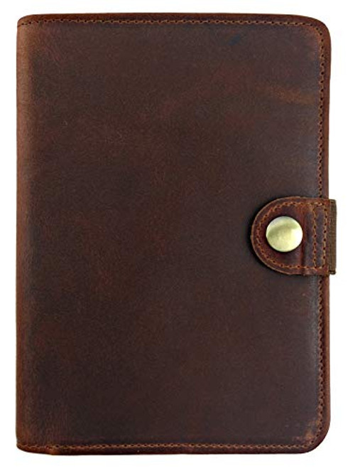 AurDo Genuine Leather Passport Holder Cover Case RFID Blocking Bifold Travel Wallet  Oil Pullup Dark Brown