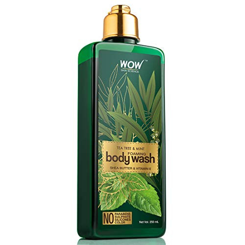 WOW Tea Tree  and  Mint Foaming Body Wash - No Parabens Sulphate Silicones  and  Color - 250mL