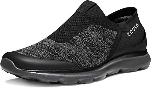 TSLA Men s Loafers  and  Slip-On Shoes Lightweight Breathable Mesh Walking Shoes Comfortable Casual Work Sneakers Flex Slip-on rx255  - Anthracite  and  Black 11