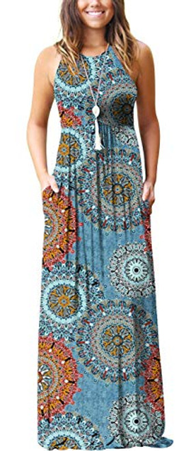 GRECERELLE Women s Summer Sleeveless Racerback Loose Maxi Dress Floral Print Casual Long Dresses with Pockets FP Mix Blue-Large GRECERELLE Women s Summer Sleeveless Racerback Loose Maxi Dress Floral Print Casual Long Dresses with Pockets FP Mix Blue-Large