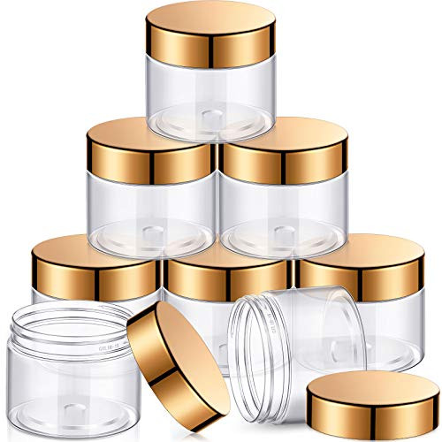 60 ml  2 oz Round Clear Leak Proof Plastic Container Jars with Gold Lids Plastic Slime Jars Empty Slime Storage Containers Refillable Storage Jars for Travel Cosmetic Lotion Creams  36