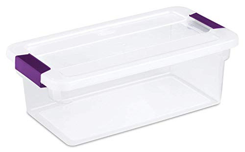 Sterilite 17511712 6 Quart Clearview Latch Storage Box With Sweet Plum Latches