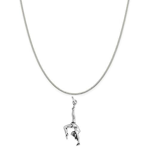 Raposa Elegance Sterling Silver Gymnast Charm on a Sterling Silver 18 inch Box Chain Necklace Raposa Elegance Sterling Silver Gymnast Charm on a Sterling Silver 18 inch Box Chain Necklace