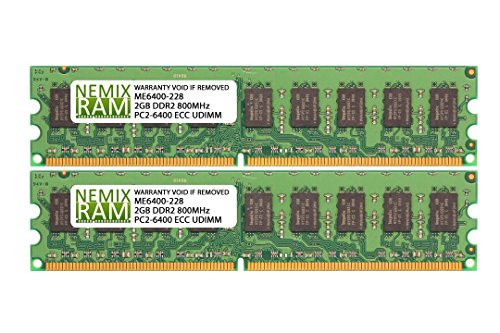 4GB  2x2GB  DDR2-800MHz PC2-6400 ECC UDIMM 2Rx8 1.8V Unbuffered Memory for Server Workstation