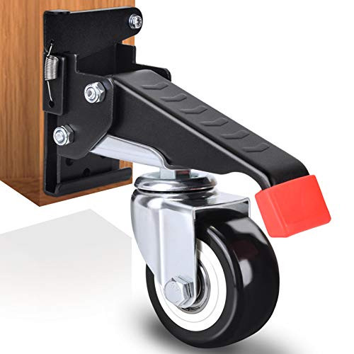SPACEKEEPER Workbench Casters Kit 660 Lbs - Heavy Duty Quick Release Retractable Caster Wheels Designed for Workbenches Machinery  and  Tables 4 Pack