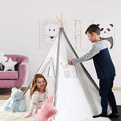 Play22 Teepee Tent For Kids With Mat - Kids Teepee Play Tent Natural Cotton Canvas Teepee With Wood Poles and Carry Case - Kids Foldable Play Tents For Girls and Boys - Indoor Outdoor Kids Playhouse Tent Play22 Teepee Tent For Kids With Mat - Kids Teepee Play Tent Natural Cotton Canvas Teepee With Wood Poles and Carry Case - Kids Foldable Play Tents For Girls and Boys - Indoor Outdoor Kids Playhouse Tent