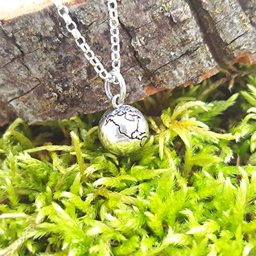 Earth Globe 3D Charm Necklace - Sterling Silver Necklace - Gift for Her