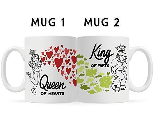 Funny Couples Coffee Mug Set 11oz His and Her Mugs Humorous Wedding Gift for Bride and Groom Anniversary Present for Husband and Wife