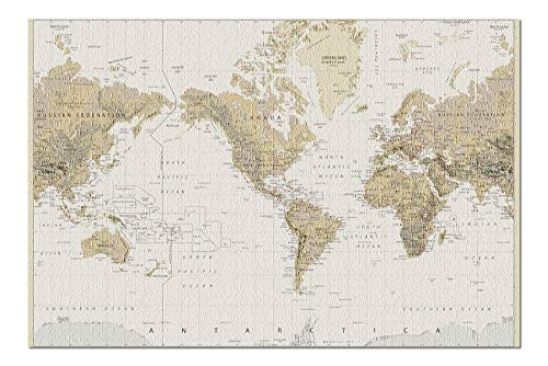 Vintage Physical World Map 9020522  19x27 Premium 1000 Piece Jigsaw Puzzle for Adults Made in USA