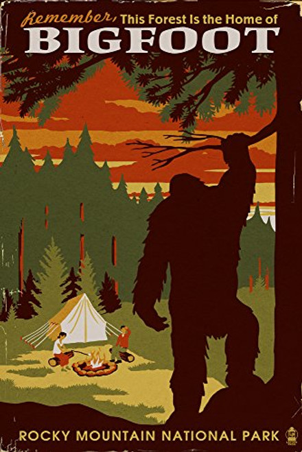 Rocky Mountain National Park Colorado - Home of Bigfoot 12x18 Art Print Wall Decor Travel Poster Rocky Mountain National Park Colorado - Home of Bigfoot 12x18 Art Print Wall Decor Travel Poster
