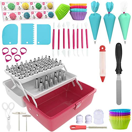 Cake Decorating Tools 246-Piece Piping Bags and Tips Set Cake Decorating Kit with 62 Piping Tips Cake Decorating Supplies with Frosting Tips and Bags Cupcake Decorating Kit Cookie Decorating Supplies