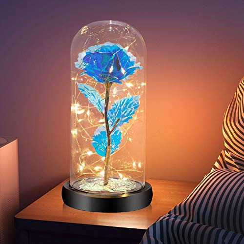 Valentine Day Blue Rose Girlfriend Gifts for Her Be?uty and The Be?st Glass Galaxy Rose Gift Colorful Led Lights in The Dome Glass Christmas Birthday Valentines Gifts for Women Mom Sister Wife Valentine Day Blue Rose Girlfriend Gifts for Her Be?uty and The Be?st Glass Galaxy Rose Gift Colorful Led Lights in The Dome Glass Christmas Birthday Valentines Gifts for Women Mom Sister Wife