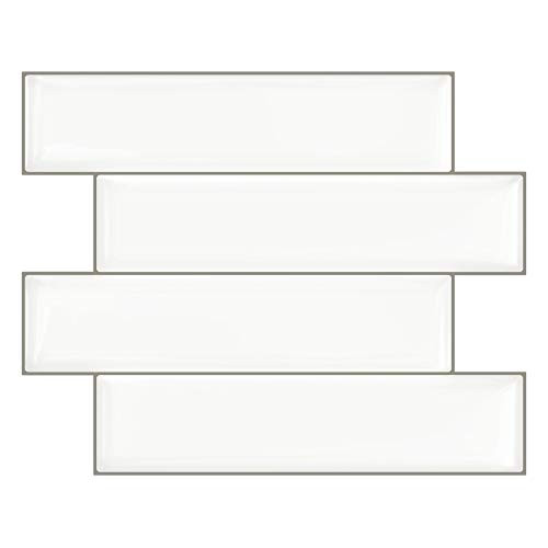 Vamos Tile 10-Sheet Matt White Subway Peel and Stick Backsplash Kitchen Backsplash Peel and Stick Tiles Stick on Tile Backsplash for Kitchen and Bathroom Pack of 5 Thicker