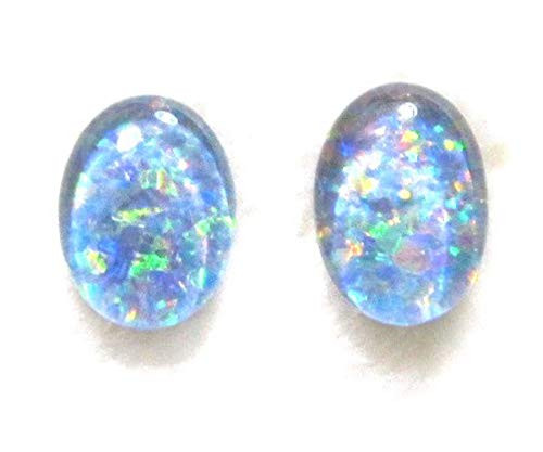 Tiny 7x5mm Genuine Australian Opal Triplet Oval Stud Earrings October Birthstone 14K Gold Filled Post Earrings for Women