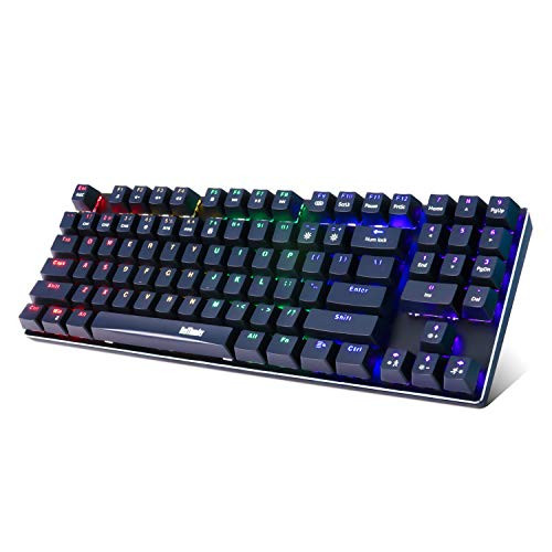 RedThunder TKL Mechanical Gaming Keyboard 89 Keys with Numeric Keypad LED Rainbow Backlit Clicky Blue Switch Compact Wired Keyboard for PC Windows Mac PS4 Xbox Gamer