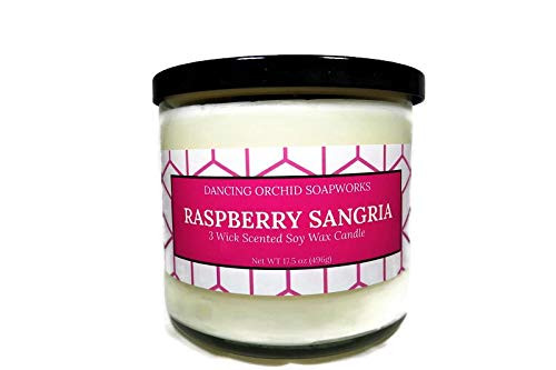 Raspberry Sangria Scented 3 Wick Soy Wax Candle