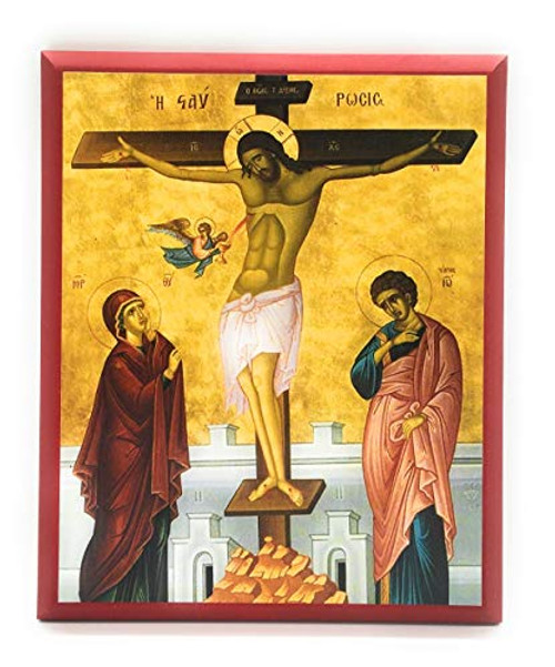 Wooden Greek Orthodox Christian Icon Jesus Christ Crucified on the Cross 9 inch x 11 inch MDF Wooden Greek Orthodox Christian Icon Jesus Christ Crucified on the Cross 9 inch x 11 inch MDF