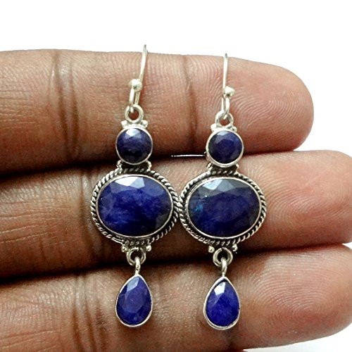 Sterling Silver 3-Tier Lapis Lazuli Dangle Earrings Mother s Day Gift Sterling Silver 3-Tier Lapis Lazuli Dangle Earrings Mother s Day Gift