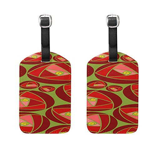 Rose Abstract Rose Garden Charles Rennie Mackintosh Pattern Pu Leather Id Tags Business Card Holder Labels Baggage Suitcase Luggage Tags Travel Accessories