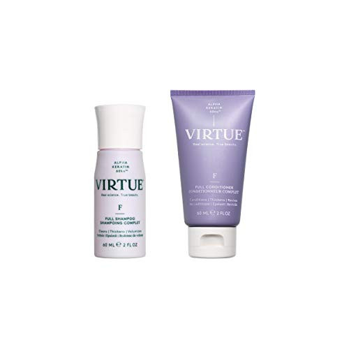 Virtue Full Shampoo  and  Conditioner Set   Travel Size   Alpha Keratin Thickens Volumizes Hair   Sulfate Free Paraben Free Color Safe
