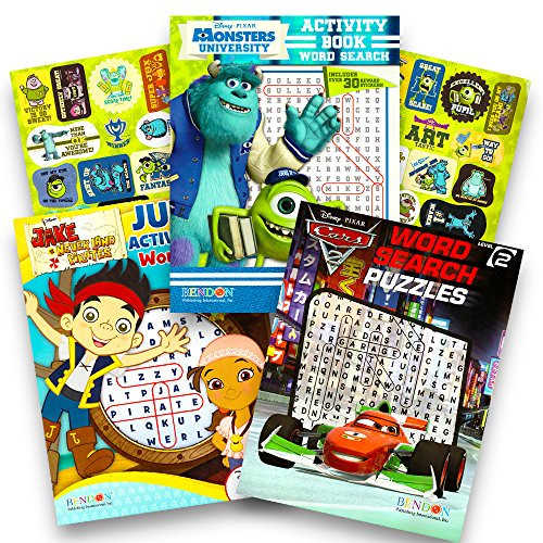 Disney Pixar Word Search Puzzles Activity Book Set -- 3 Books for Kids Featuring Disney Cars, Monsters Inc and More