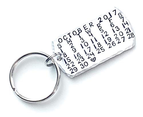 Calendar Keychain Date Keychain Calendar Gift Anniversary Gift Handstamped Calendar Handstamped Keychain Custom Keychain Dogtag Keychain