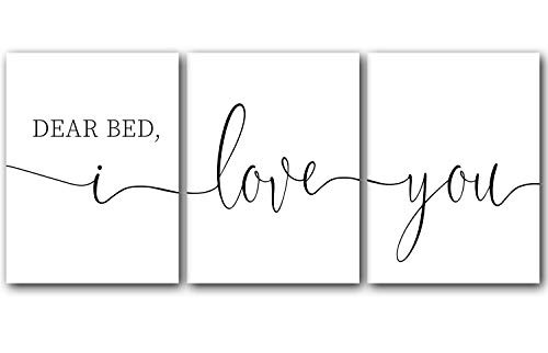 Dear Bed I Love You Set of 3 11 x 14 Inch print Minimalist Art Typography Art Bedroom Wall Art Romantic Gift Home Wall Art Poster