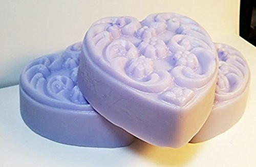 3 Pc Lg Heart shaped Black Orchid Scented Soap Set - Shea Butter Goat Milk Soap