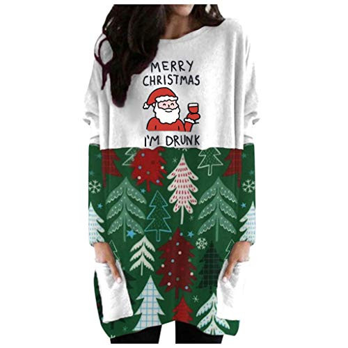 Womens Pullover Sweatshirt Fashion Women s Pullover Long Sleeve Casual Sweatshirt Christmas Printed Loose Fit Color Block Crew Neck Cute Blouse Top