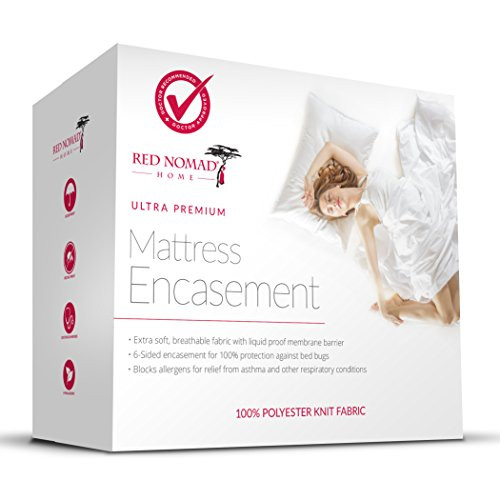 Red Nomad Waterproof Zippered Mattress Encasement Bed Bug Proof Mattress Protector 6-Sided Bed Cover  Full Size