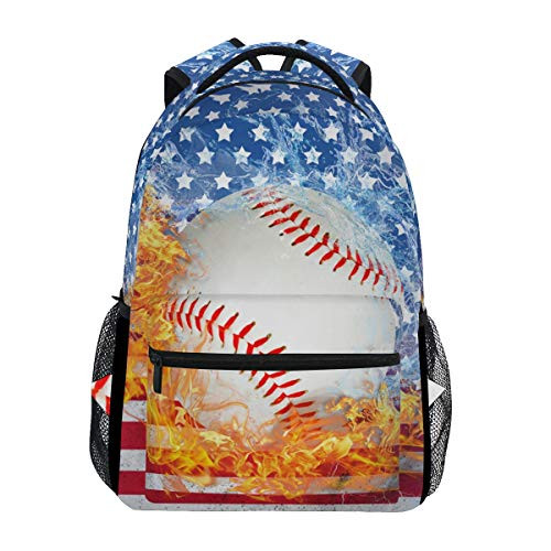 ZOEO Blue Baseball Bookbags Chic 3th 4th 5th Grade School Backpacks Travel Laptop Daypack Bag Purse for Girls Boys Teens