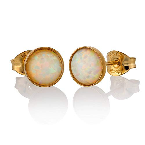 White Opal Earrings Studs fire opal 6mm Round Gold Filled 14k -set of 2 Jewelry for women White Opal Earrings Studs fire opal 6mm Round Gold Filled 14k -set of 2 Jewelry for women