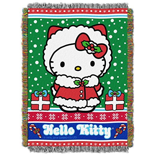 SANRIO Hello Kitty  inchSnow Kitty inch Woven Tapestry Throw Blanket 48 inch x 60 inch Multi Color