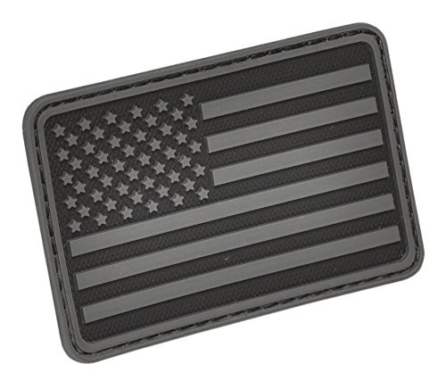HAZARD 4 PAT-USA-L-BLK US Flag Rubber 3D Morale Patch, Left Arm, Black/Grey