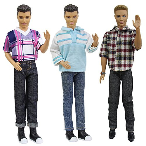 ZITA ELEMENT Lot 3 PCS Fashion Short Shirt Casual Wear Clothes/outfit for Barbie's Boy Friend Ken Doll