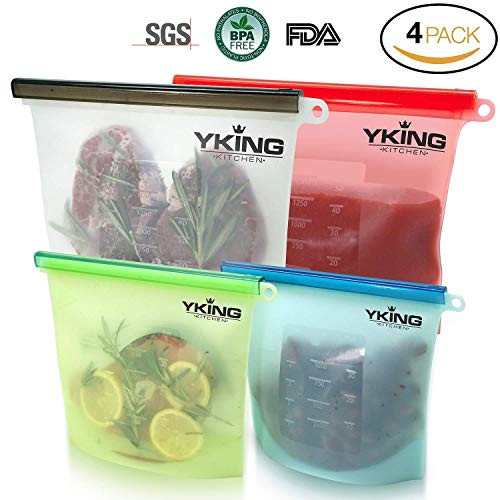 Reusable Silicone Food Bag Set of 4-Size: 2 Large & 2 Medium-Silicone Food Storage Bag-Silicone Bags Reusable for Sous Vide-Sandwich-Freezer-Silicon Bag Reusable-Food Storage Bags-Reusable Silicon Bag Reusable Silicone Food Bag Set of 4-Size: 2 Large & 2 Medium-Silicone Food Storage Bag-Silicone Bags Reusable for Sous Vide-Sandwich-Freezer-Silicon Bag Reusable-Food Storage Bags-Reusable Silicon Bag