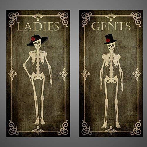 Set of gothic door signs ladies and gents door signs skulls signs skeletons door signs toilet signs WC signs restroom signs bathroom