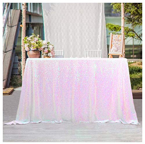 QueenDream sequin overlay 90"x132"White Iridescent sequin tablecloth glitter tablecloth for christmas QueenDream sequin overlay 90"x132"White Iridescent sequin tablecloth glitter tablecloth for christmas