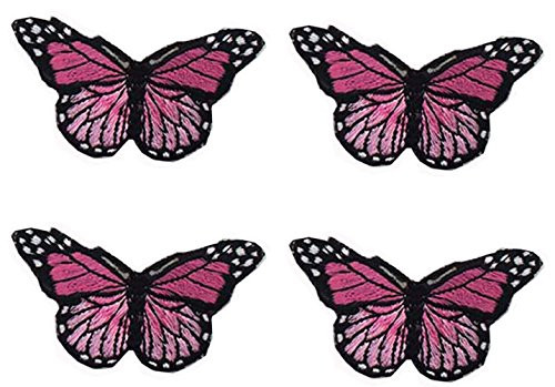 Zeng 4 Piece Embroidery Iron On Appliques Blue Butterfly Motifs Craft Sewing Embroidery Patches (Lilac colour)