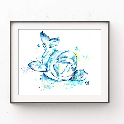 Beluga Whale Wall Art by Whitehouse Art   Beluga Whale Gifts Ocean Nursery Decor Underwater Animal   Professional Art Print of Beluga Whale Watercolor Painting   5 Sizes