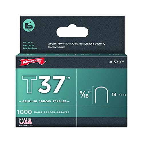Arrow Fastener 379 9 16 inch T37 Staples 1000 Count