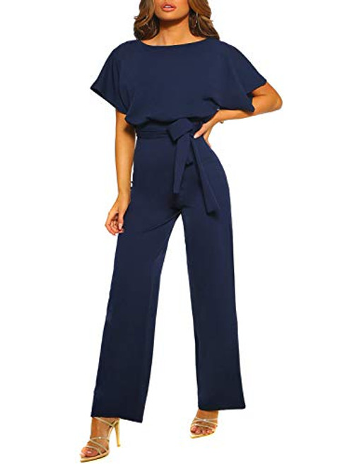 Happy Sailed Women Casual Wide Leg Jumpsuits Office Summer Rompers