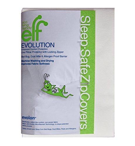 Eco Living Friendly Evolon Allergy Pillow Protector | Standard Zippered Encasement | Dust Mite, Bed Bug, and Allergen Proof Cover