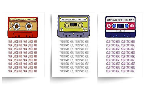 Set of 3 Favourite Song Lyrics Unframed Prints - Perfect Gift Idea