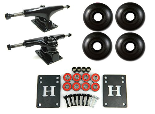 5.0 Black Black Skateboard Trucks  plus 52mm Black Wheels Combo by Big Boy